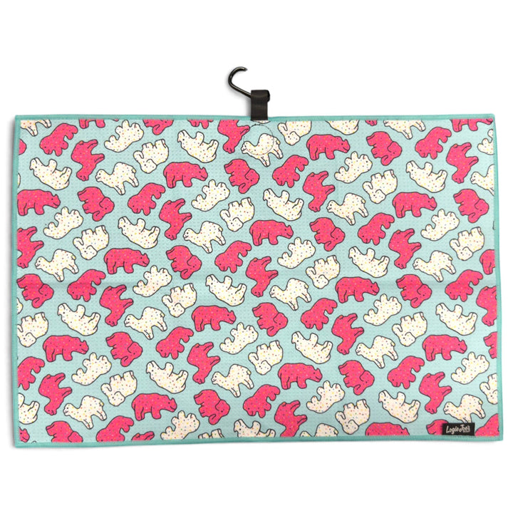 Frosted Animal Cookie Golf Towel | 24” x 16” Microfiber Towel | Magnetic Clip &amp; Carabiner | Premium Golf Accessory
