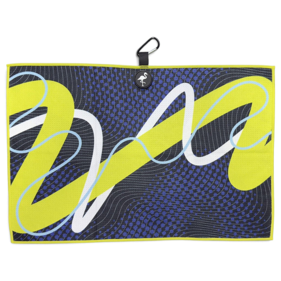 Neon Current 2.0 Golf Towel | 24” x 16” Microfiber Towel | Magnetic Clip &amp; Carabiner | Premium Golf Accessory