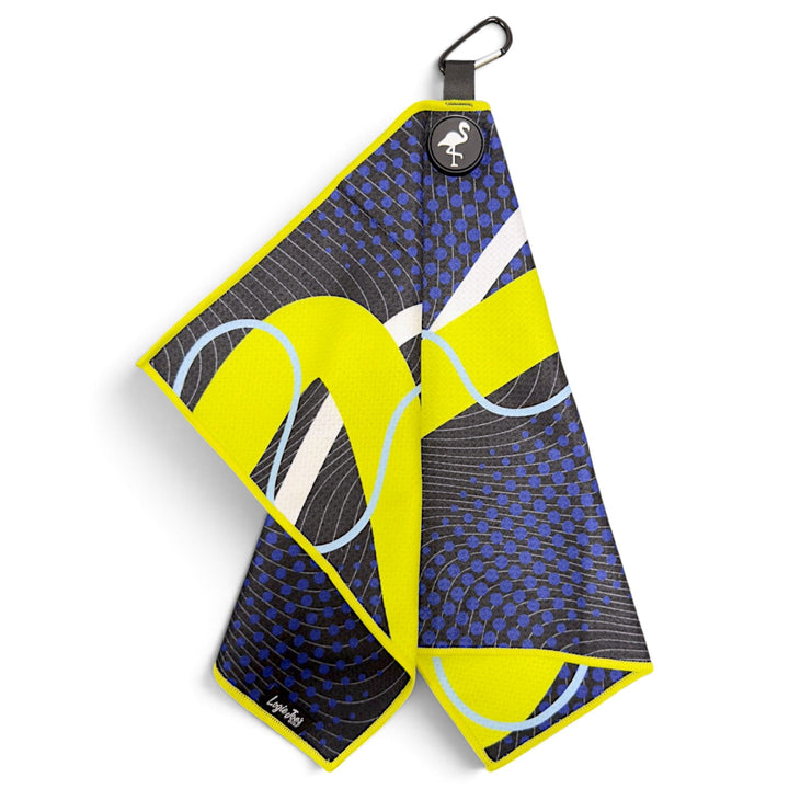 Neon Current 2.0 Golf Towel | 24” x 16” Microfiber Towel | Magnetic Clip &amp; Carabiner | Premium Golf Accessory