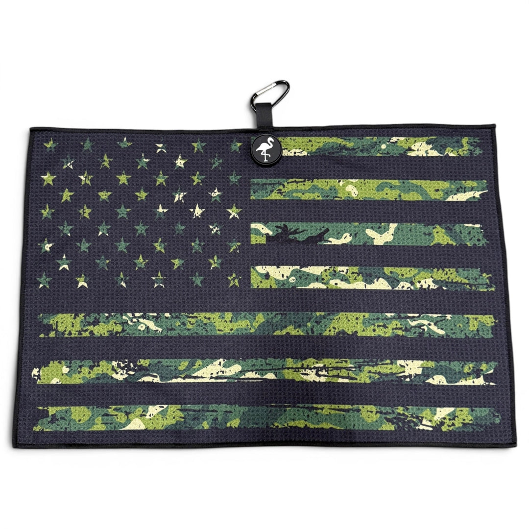 Tactical Golf Towel | 24” x 16” Microfiber Towel | Magnetic Clip &amp; Carabiner | Premium Golf Accessory