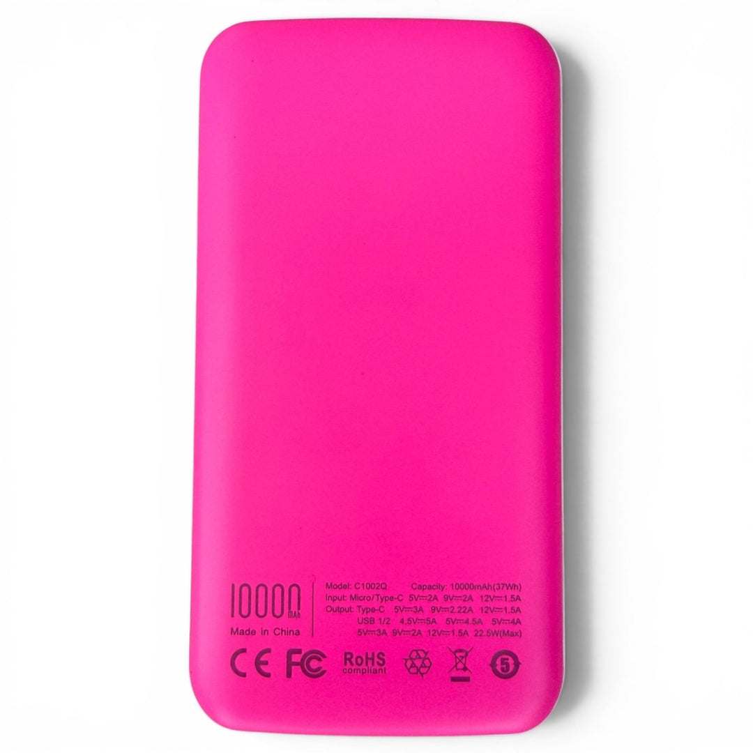 Fast Charge Power Bank | 10,000mAh Portable Charger | Slim USB-C Battery Pack for iPhone &amp; Android | Travel &amp; Golf Ready | Neon Pink