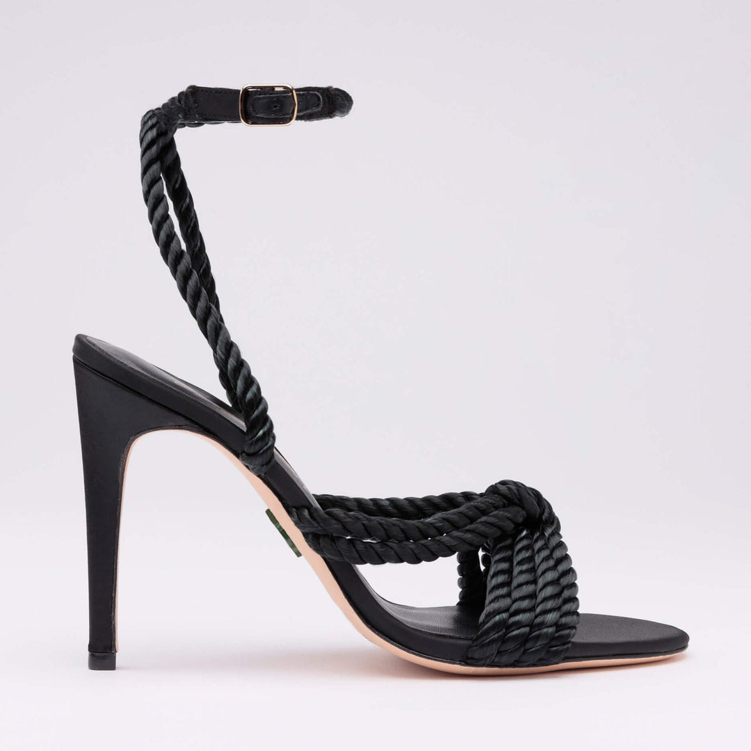 Michaela V Selene Black Satin Heels
