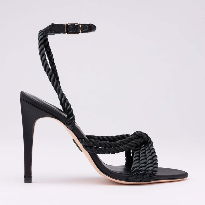 Michaela V Selene Black Satin Heels
