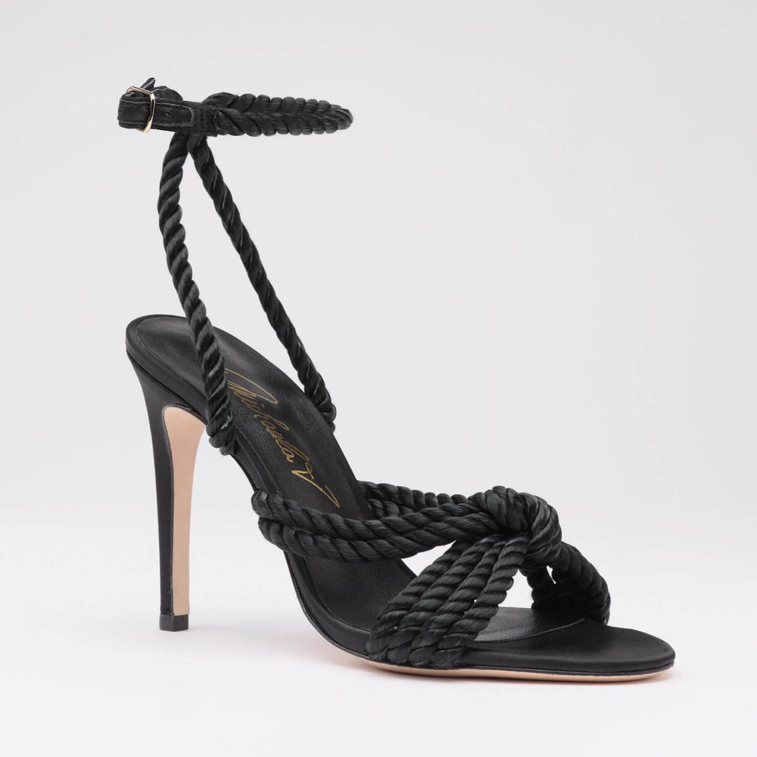 Michaela V Selene Black Satin Heels