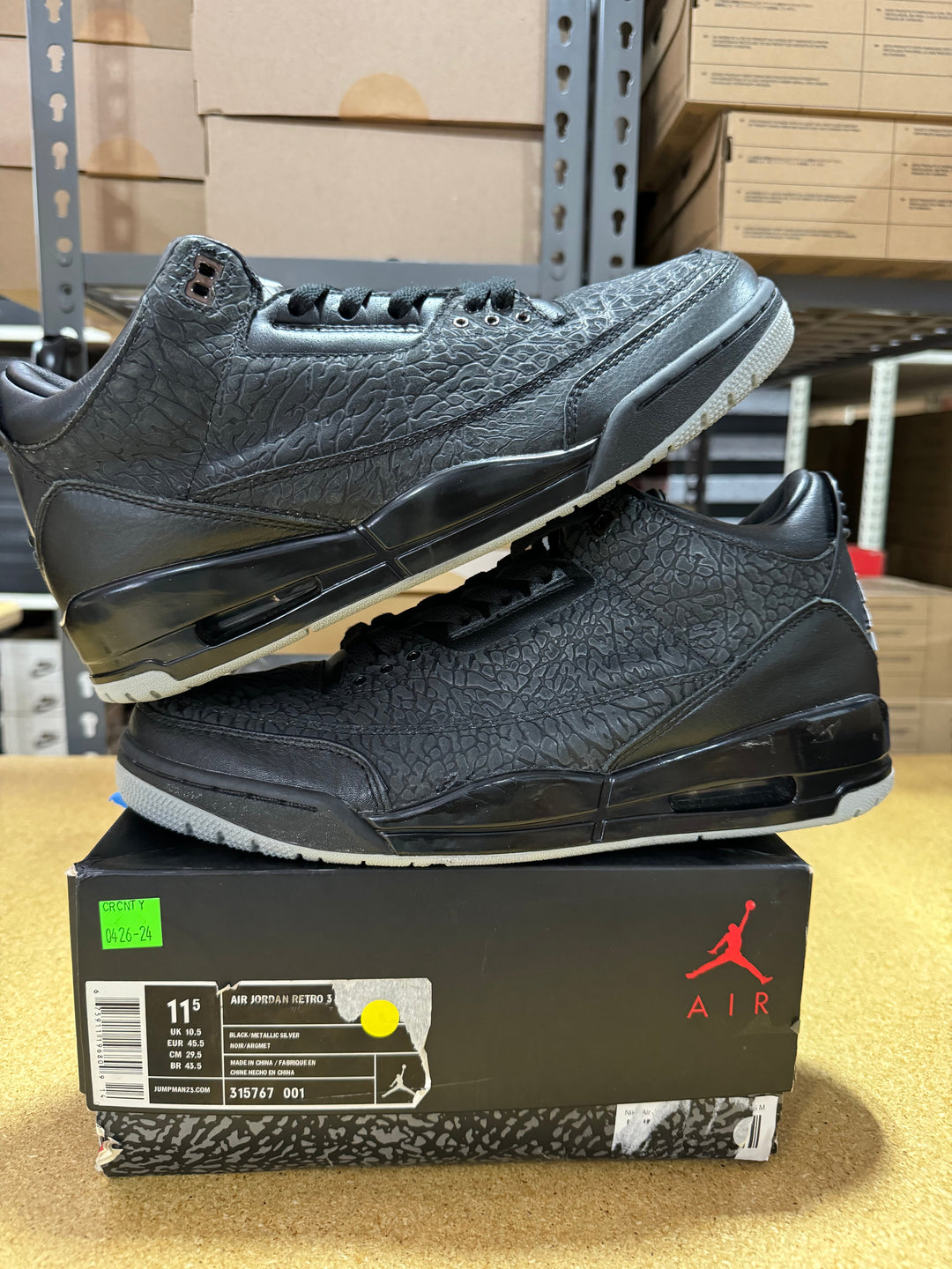 DEADSTOCK *Conditional* Air Jordan Retro 3 "Black Flip"