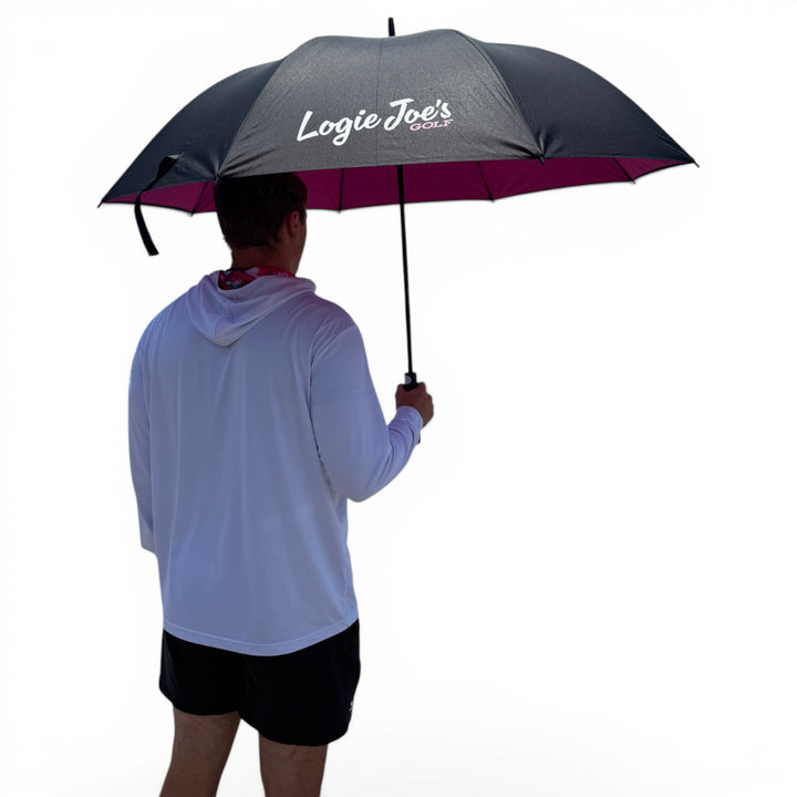 60" Golf Umbrella | Oversized Black &amp; Pink Golf Umbrella