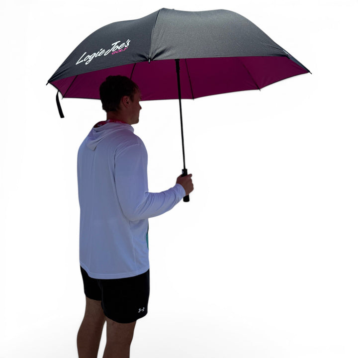 60" Golf Umbrella | Oversized Black &amp; Pink Golf Umbrella