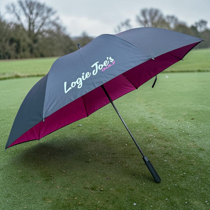 60" Golf Umbrella | Oversized Black &amp; Pink Golf Umbrella