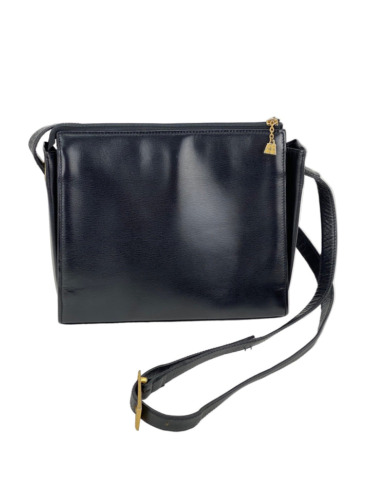 CHRISTIAN DIOR Black  Leather Adjustable Shoulder Bag Authentic Pre owned