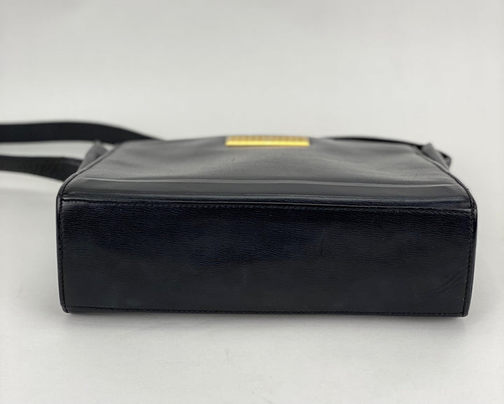 CHRISTIAN DIOR Black  Leather Adjustable Shoulder Bag Authentic Pre owned