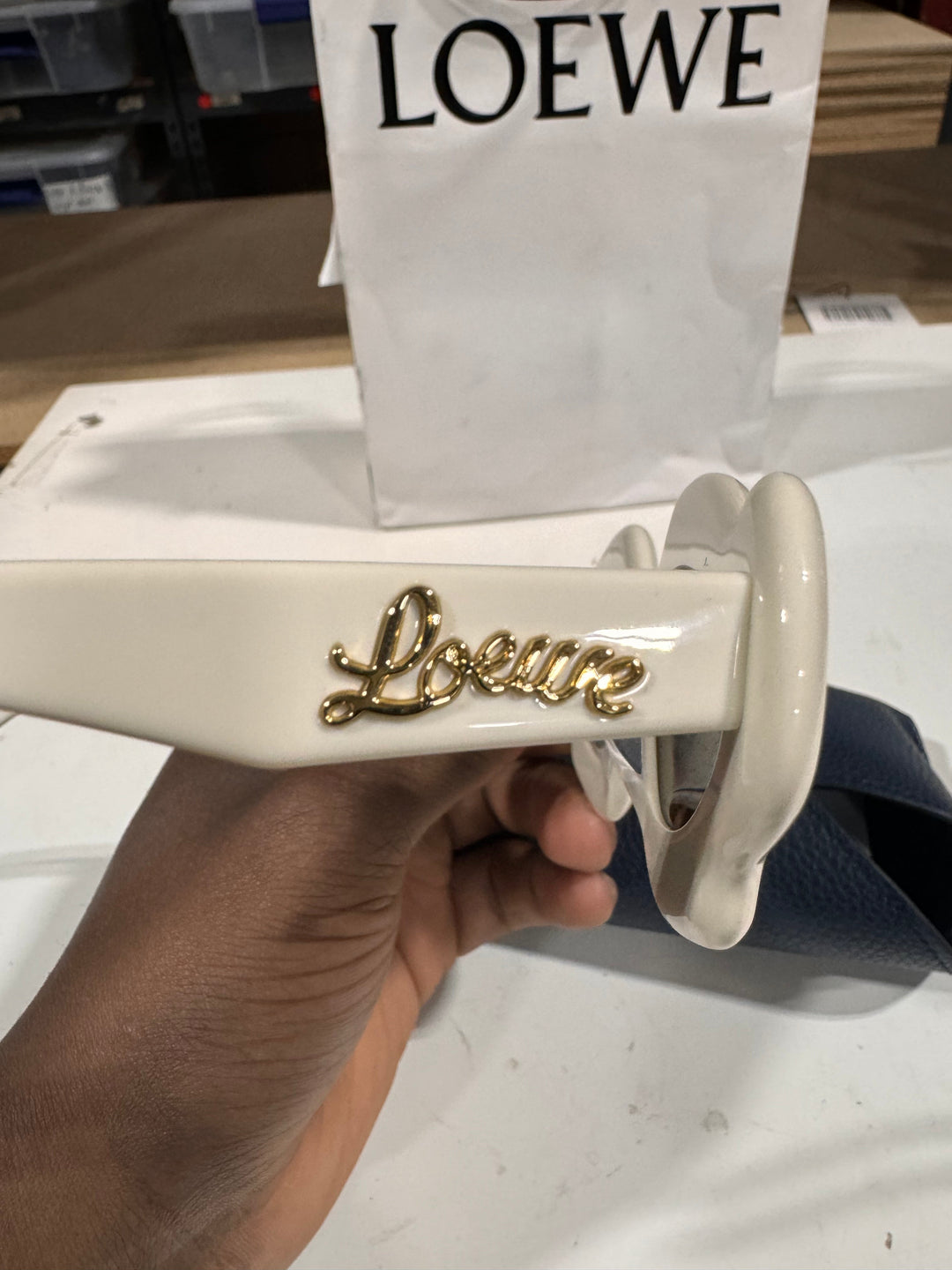 PRE OWNED LOEWE x Paula's Ibiza 52mm Geometric Sunglasses in White /Brown