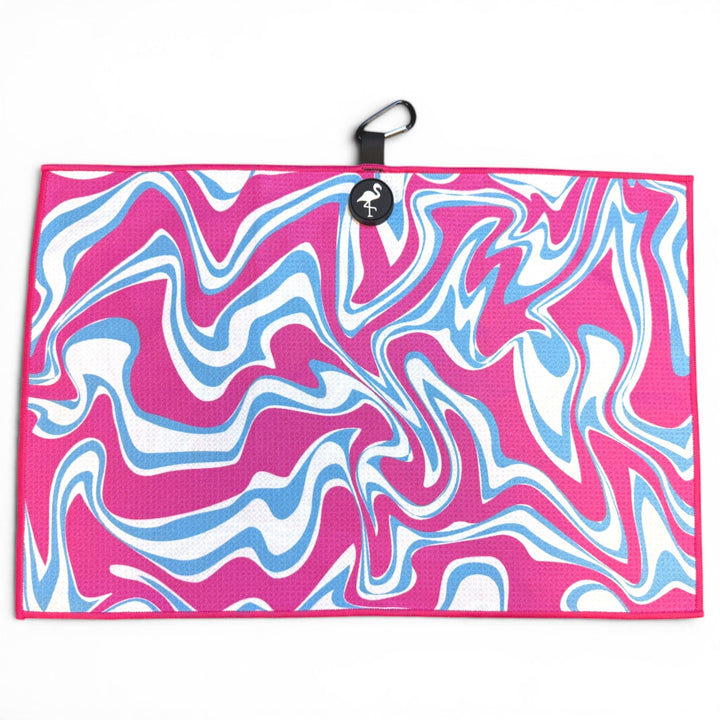 Psychedelic Splash Golf Towel | 24” x 16” Microfiber Towel | Magnetic Clip &amp; Carabiner | Premium Golf Accessory
