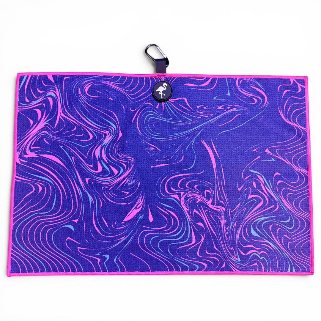 Midnight Melt Golf Towel | 24” x 16” Microfiber Towel | Magnetic Clip &amp; Carabiner | Premium Golf Accessory