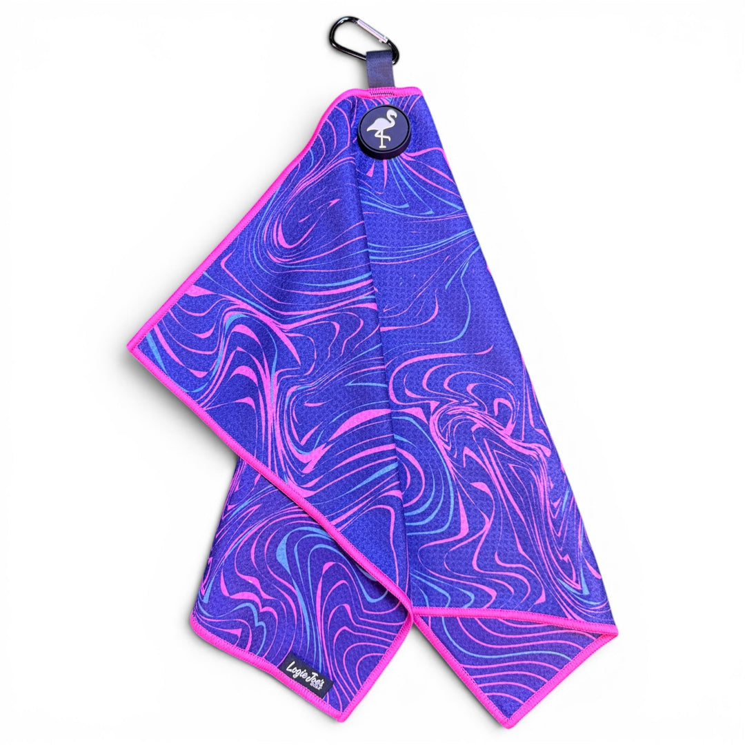 Midnight Melt Golf Towel | 24” x 16” Microfiber Towel | Magnetic Clip &amp; Carabiner | Premium Golf Accessory