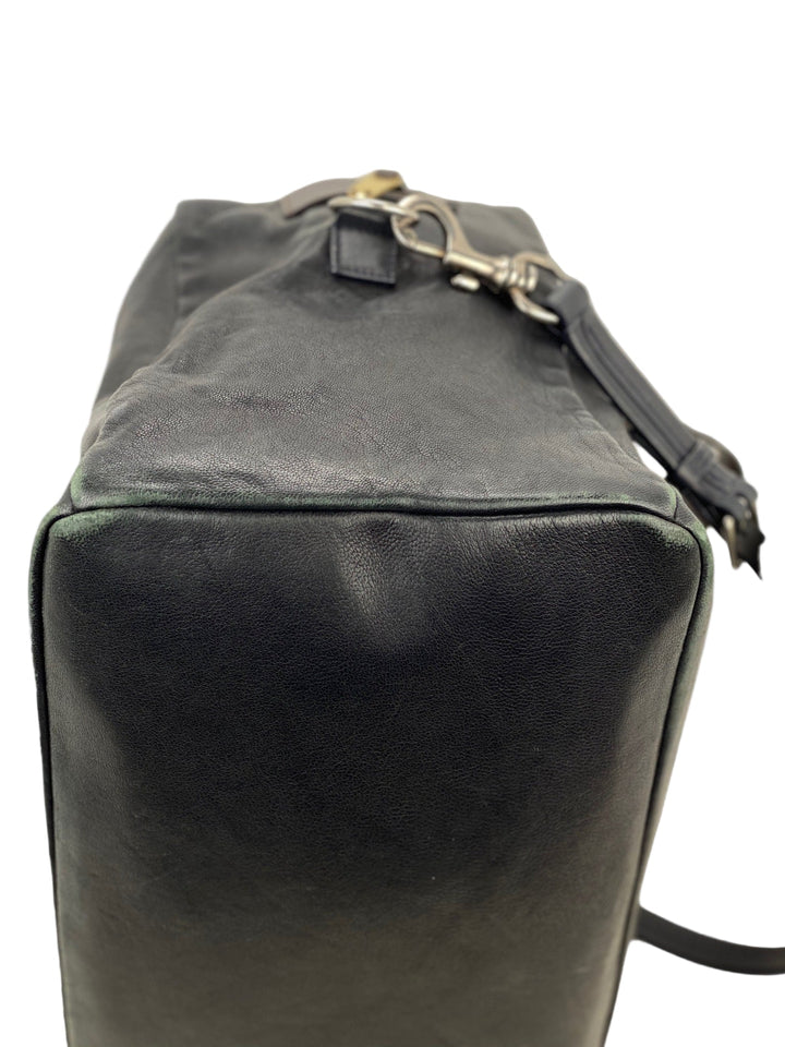 Celine Black Leather Handle Bag Vintage Briefcase messenger Bag