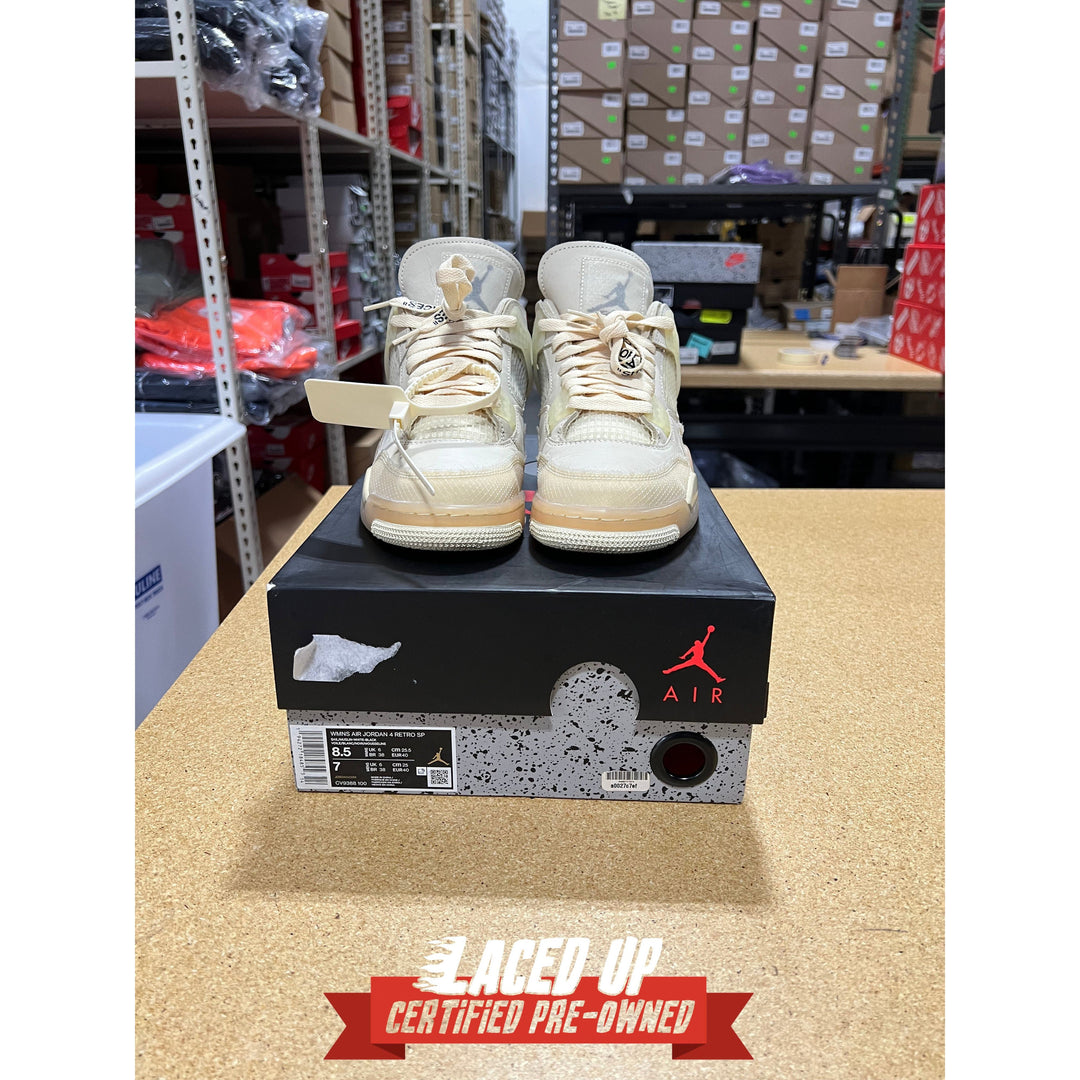 PRE OWNED Air Jordan Retro 4 Off White "Sail" (Women)