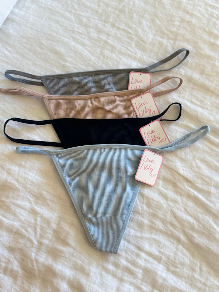 Seamless Rib Strappy Thong, XS-2X