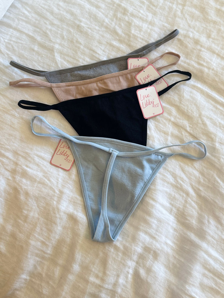 Seamless Rib Strappy Thong, XS-2X