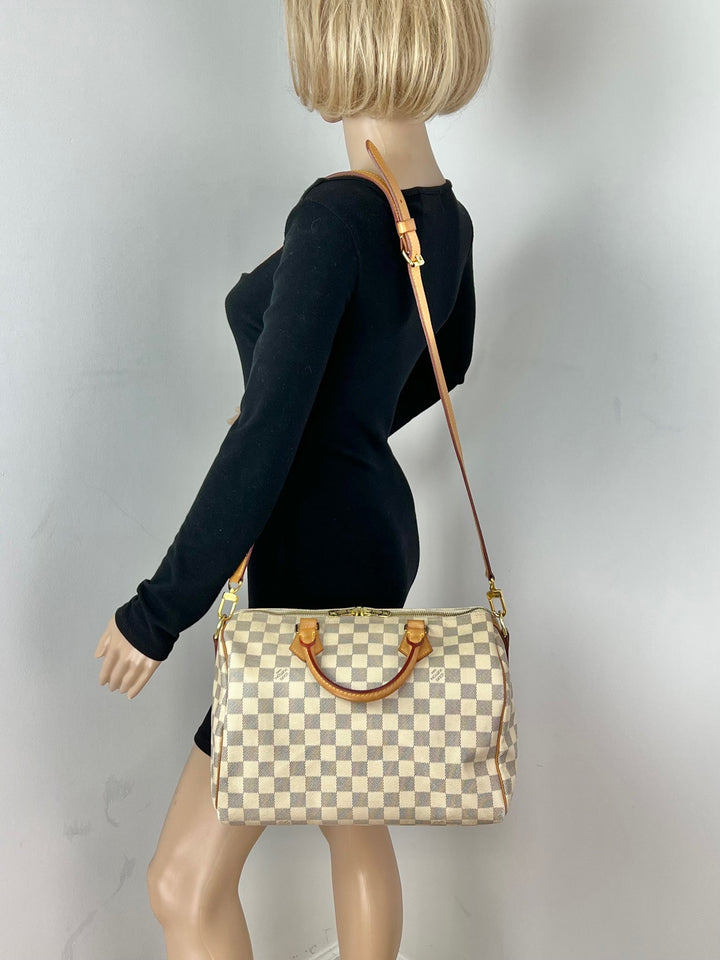 Louis Vuitton Speedy Bandoulière 30 Damier Azur preowned handbag – STORE 7994