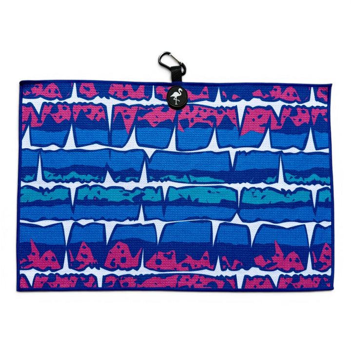 Miami Frequency Golf Towel | 24” x 16” Microfiber Towel | Magnetic Clip &amp; Carabiner | Premium Golf Accessory