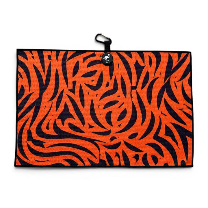 Tiger Tempo Golf Towel | 24” x 16” Microfiber Towel | Magnetic Clip &amp; Carabiner | Premium Golf Accessory