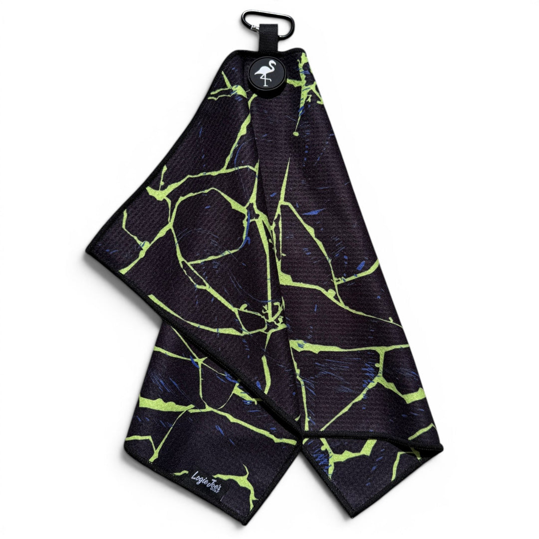 Lightning Strike Golf Towel | 24” x 16” Microfiber Towel | Magnetic Clip &amp; Carabiner | Premium Golf Accessory