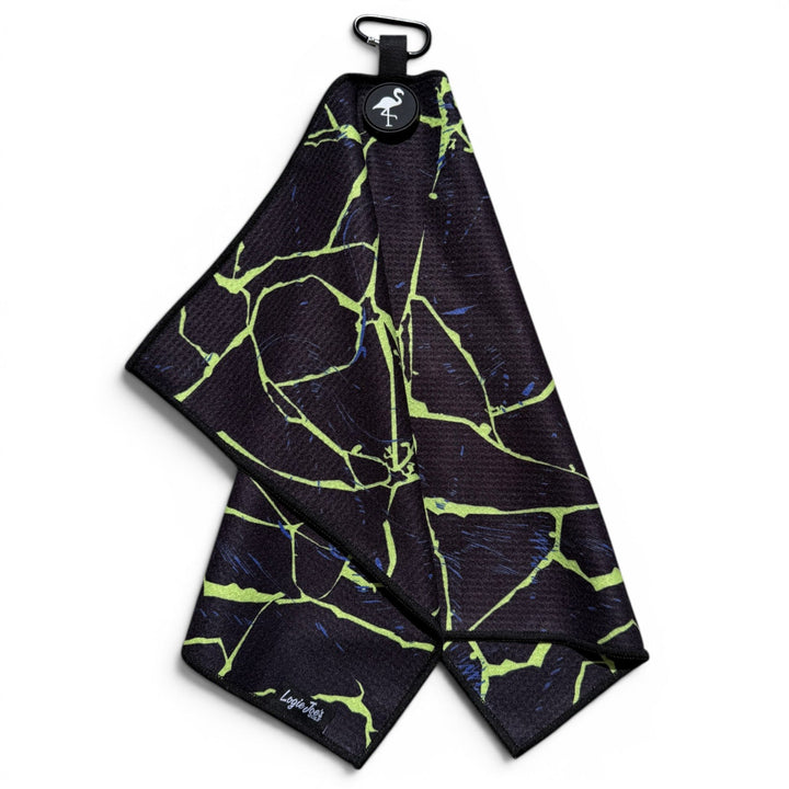 Lightning Strike Golf Towel | 24” x 16” Microfiber Towel | Magnetic Clip &amp; Carabiner | Premium Golf Accessory