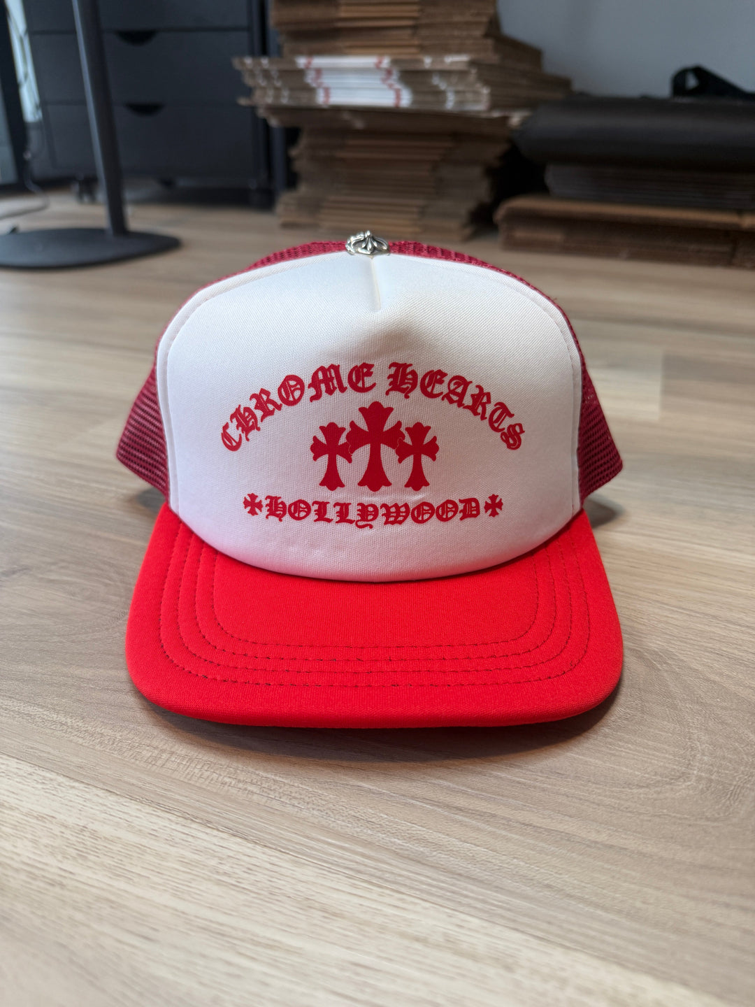 Chrome Hearts King Taco Cross Trucker Hat Red