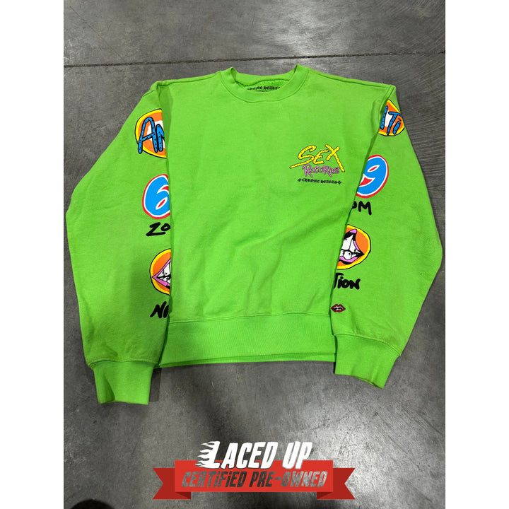 PRE OWNED Chrome Hearts Matty Boy Sex Records Crewneck Sweatshirt Citrus