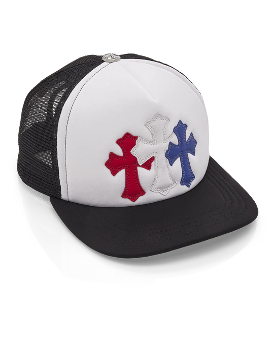 Chrome Hearts Triple Cross USA Trucker Hat Red, White & Blue