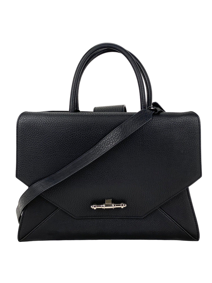 Givenchy Obsedia Medium Flap Black Pebbled Calfskin Satchel Hand Bag
