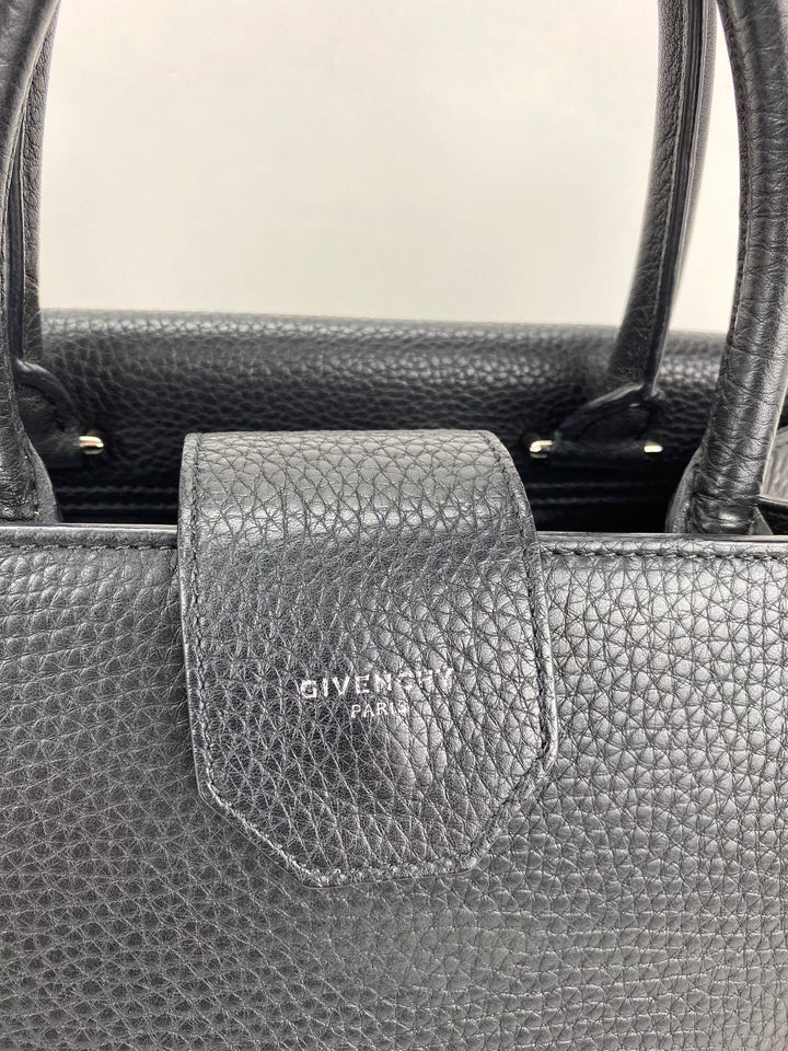 Givenchy Obsedia Medium Flap Black Pebbled Calfskin Satchel Hand Bag