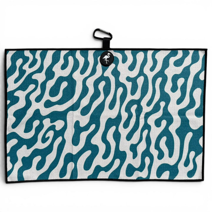 Coral Bloom Golf Towel | 24” x 16” Microfiber Towel | Magnetic Clip &amp; Carabiner | Premium Golf Accessory