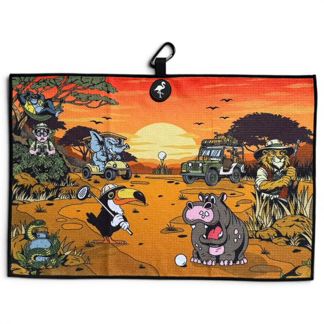 Safari Expedition: Lost Fairway Golf Towel | 24” x 16” Microfiber Towel | Magnetic Clip &amp; Carabiner | Premium Golf Accessory
