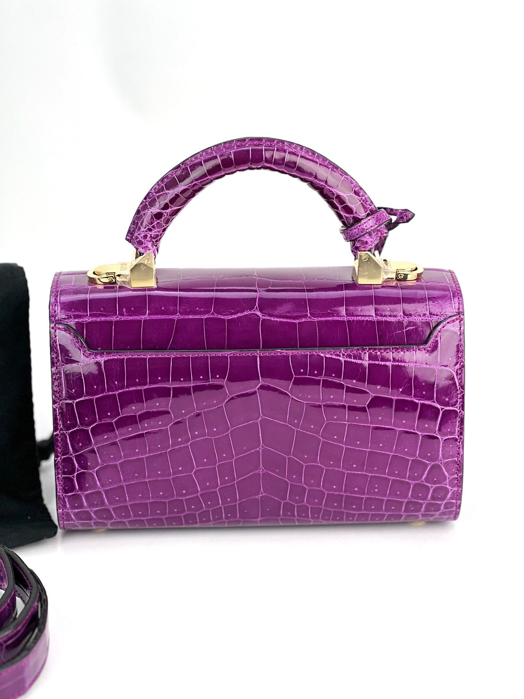 Exclusive Stalvey Top Handle 2.0 Alligator Bag Crossbody Luxury Bag in purple crocodile skin, showcasing luxury bags craftsmanship.