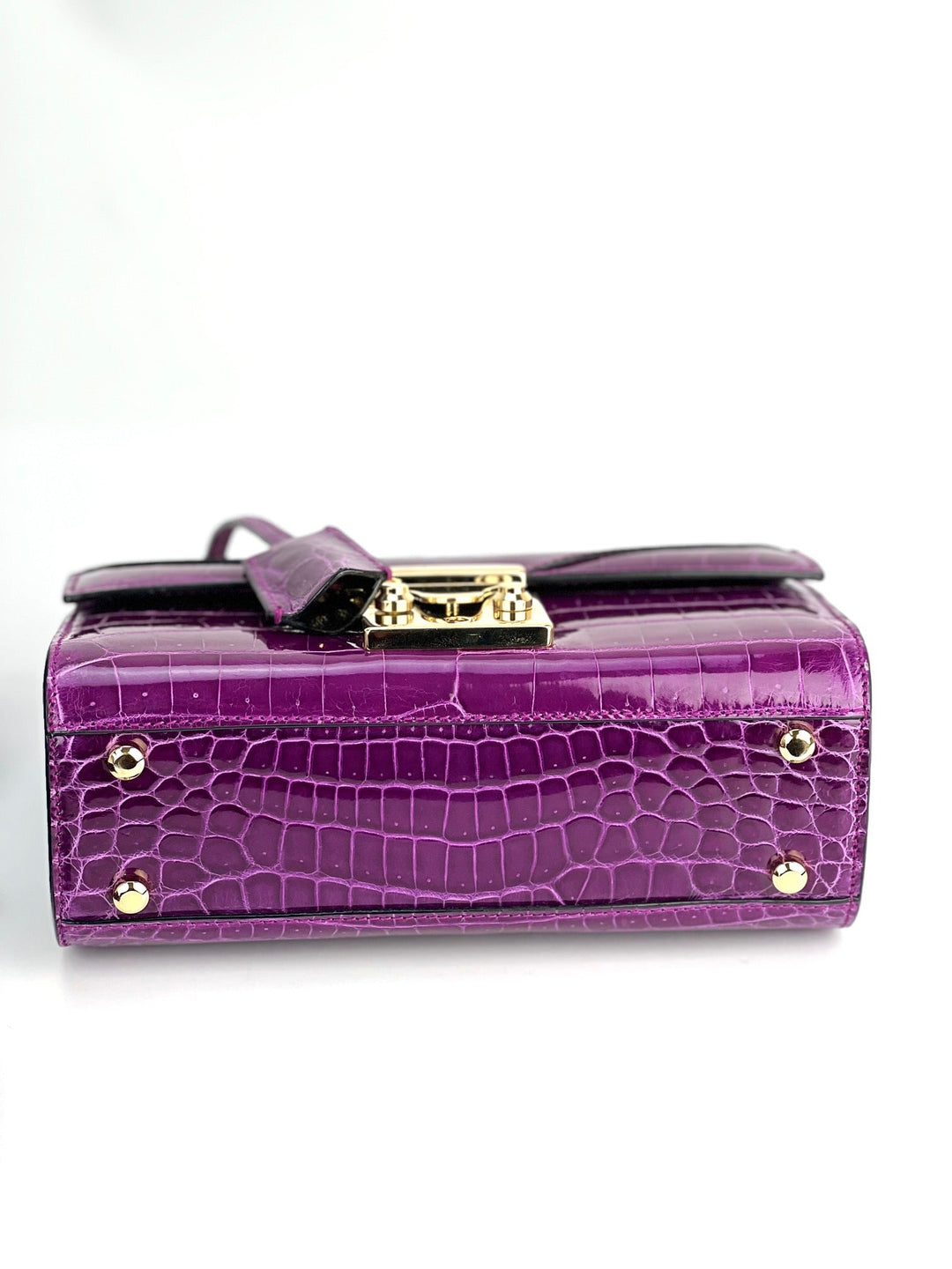 Exclusive Stalvey Top Handle 2.0 Alligator Bag Crossbody Luxury Bag in purple crocodile leather