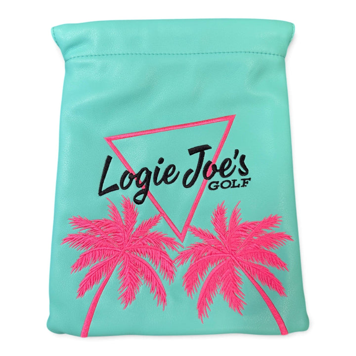 Logie Joe’s Golf Valuables Pouch | Embroidered Golf Accessory Bag for Phone, Wallet, Keys &amp; Personal Items | Teal &amp; Pink
