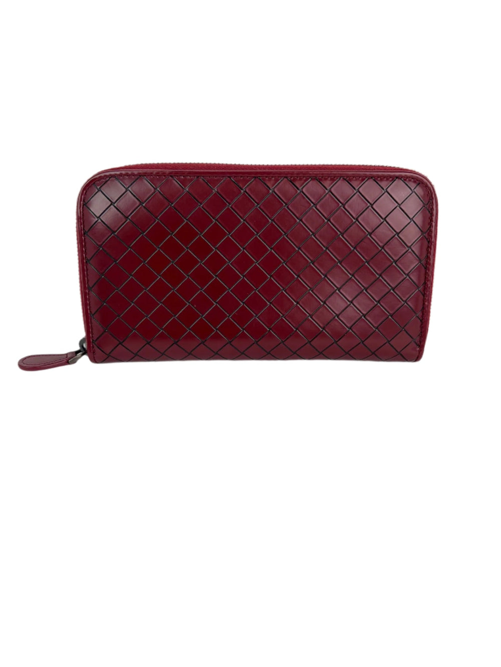 Bottega Veneta Burgundy Intrecciato leather zip wallet clutch – STORE 7994
