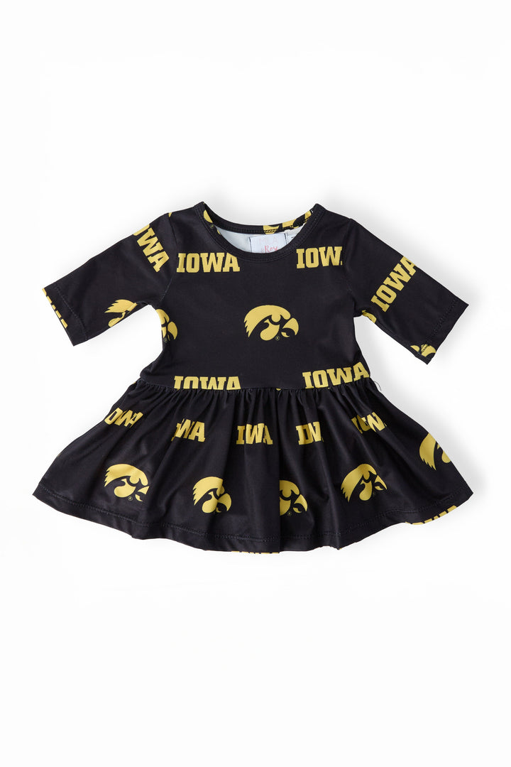 Iowa Black Tigerhawk 3/4 Sleeve Twirl Bodysuit