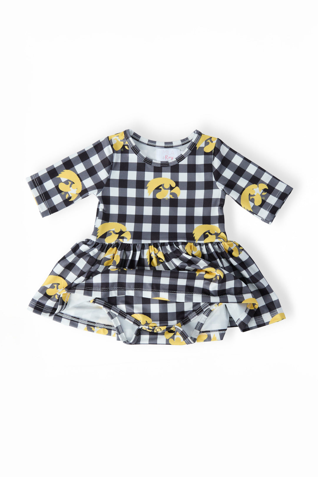 Iowa Plaid Tigerhawk 3/4 Sleeve Twirl Bodysuit