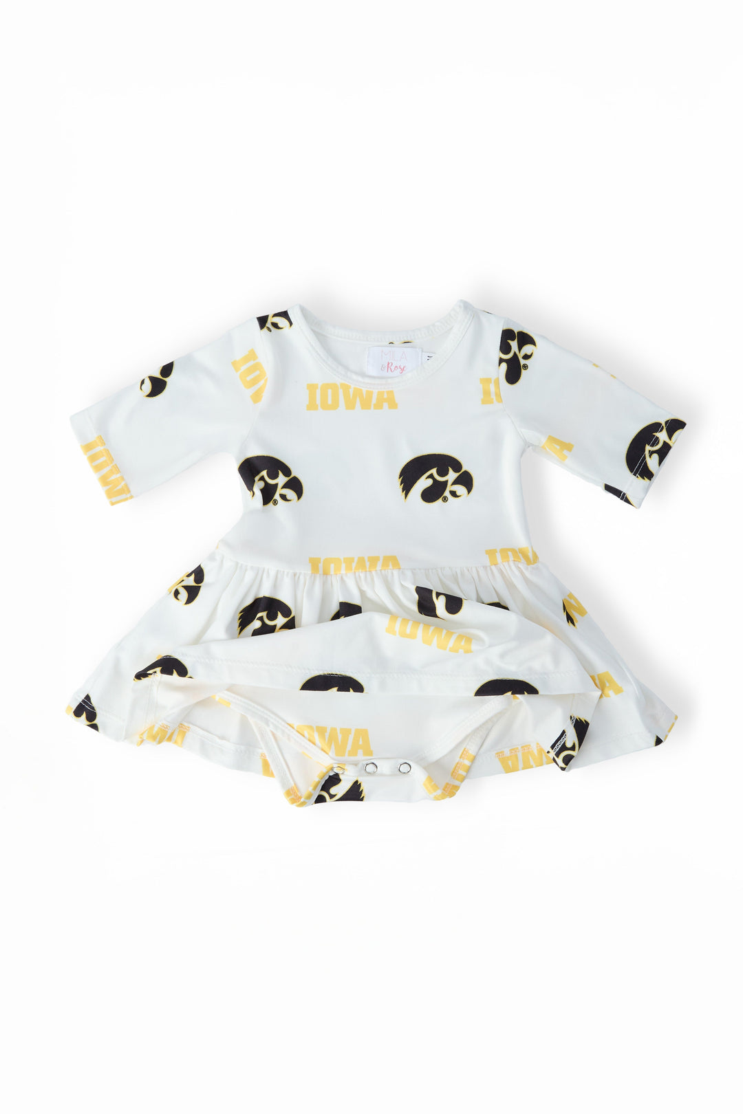 Iowa White Tigerhawk 3/4 Sleeve Twirl Bodysuit