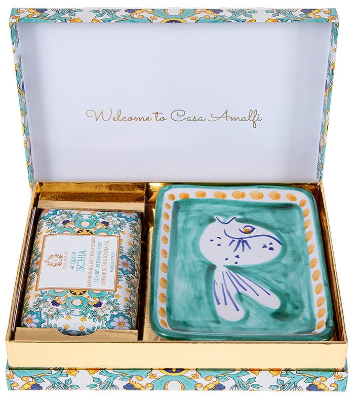 Casa Amalfi Scented Soap Bar with Ceramic Soap Dish Acqua di Ischia
