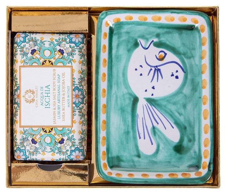 Casa Amalfi Scented Soap Bar with Ceramic Soap Dish Acqua di Ischia