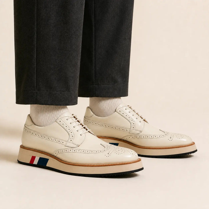 Off-White Brogues with Striped Sole