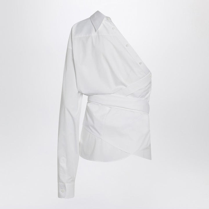 Moschino One-Shoulder White Shirt With Sash Women
