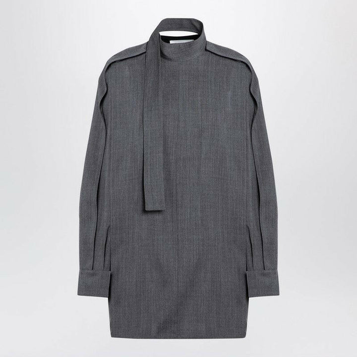Jil Sander Grey Wool Shirt With Scarf Women