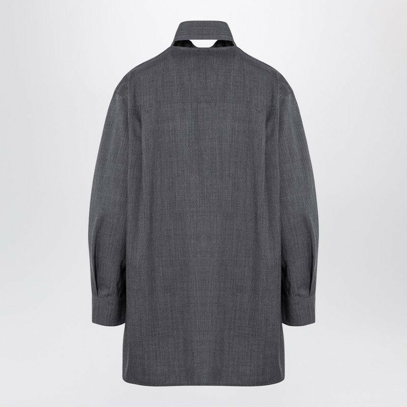 Jil Sander Grey Wool Shirt With Scarf Women