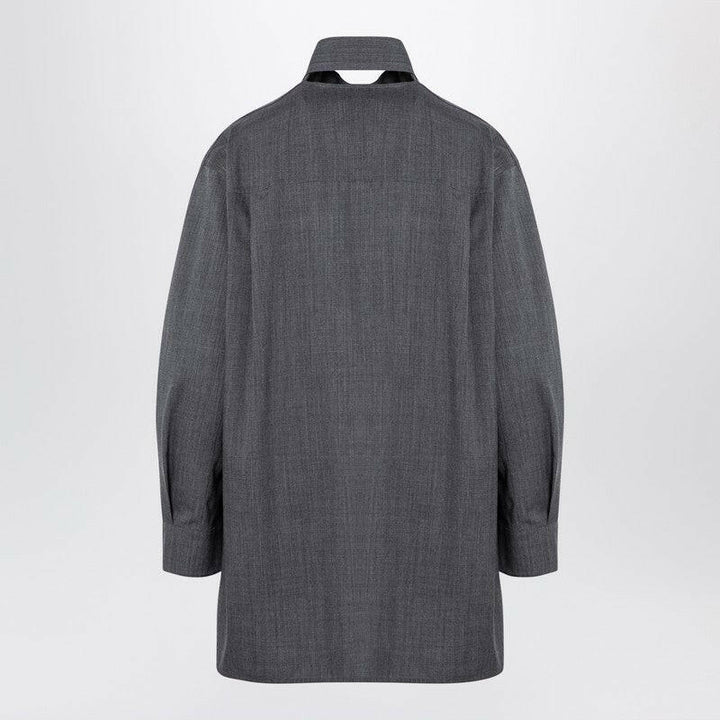 Jil Sander Grey Wool Shirt With Scarf Women