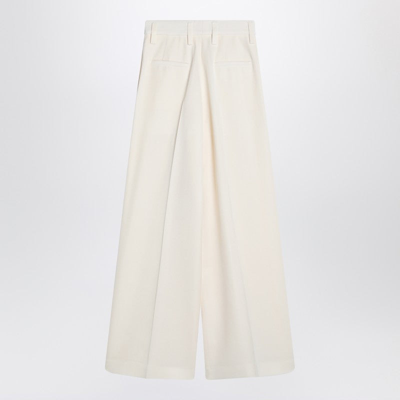 Jil Sander Wide Cream Trousers In Silk Blend Women