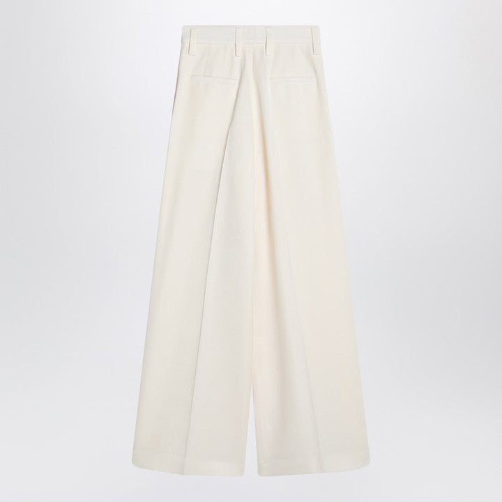 Jil Sander Wide Cream Trousers In Silk Blend Women